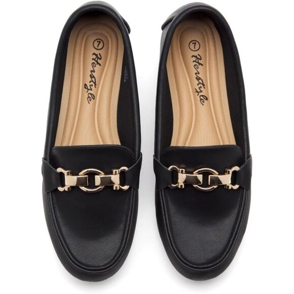Women Black Herstyle Penny Loafers Lightweight Walking Flats Casual Shoes - Picture 5 of 6